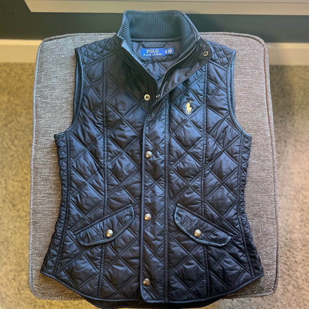 Ralph Lauren Black Quilted Outerwear Vest Womens XS New